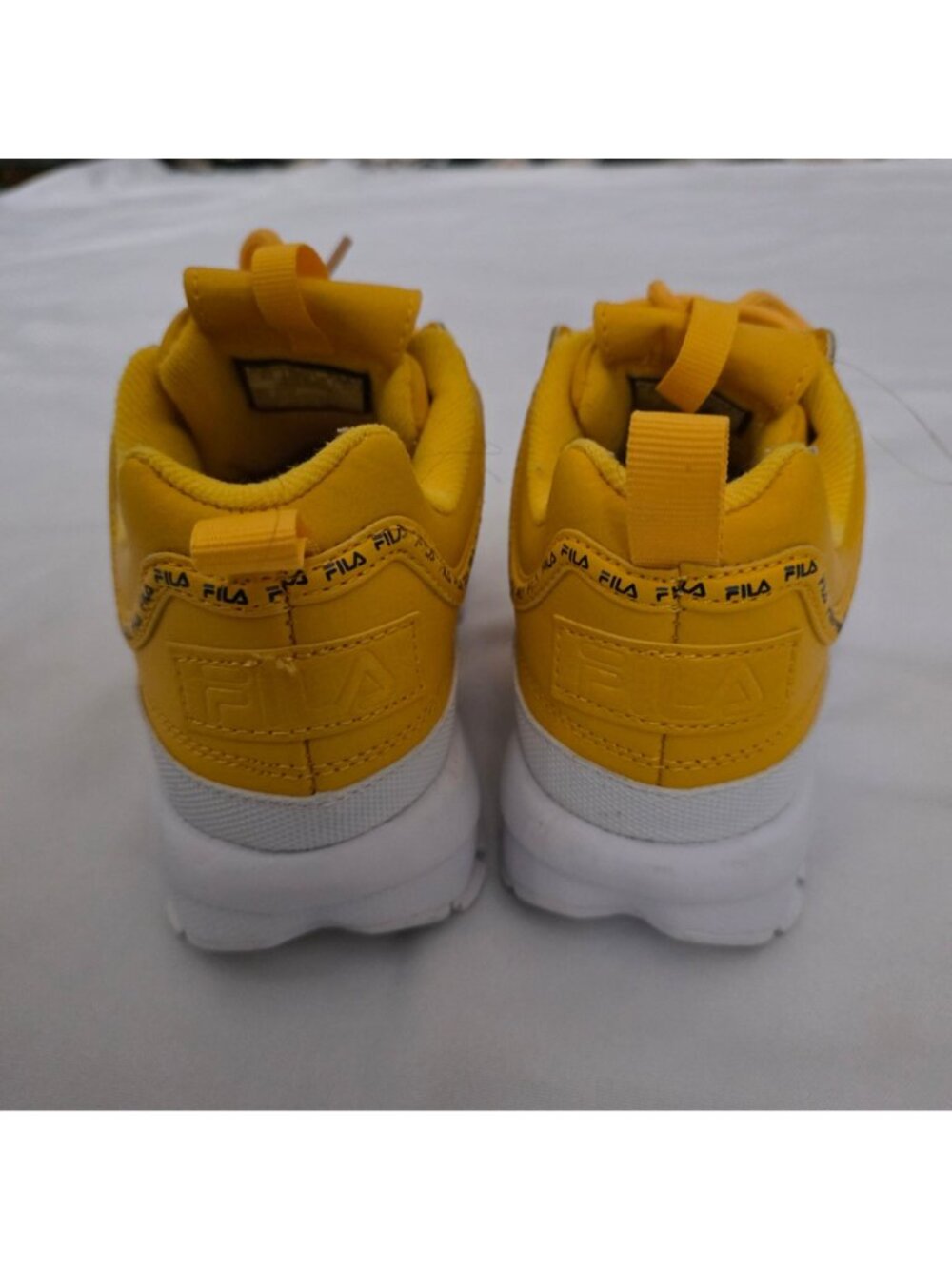 FILA Girls Disruptor II Premium Repeat Yellow Sneakers W/ White Sole Size US 4½ - Picture 8 of 11